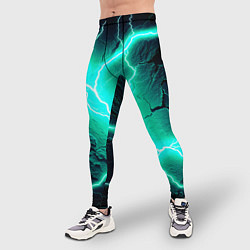 Тайтсы мужские Color light blue black, цвет: 3D-принт — фото 2