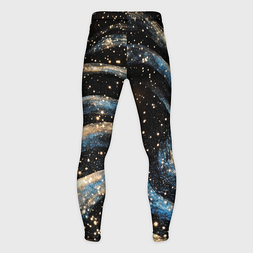 Мужские тайтсы Волнистые синие линии на черном / 3D-принт – фото 2