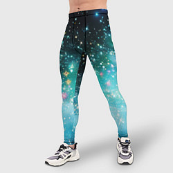 Тайтсы мужские Бирюзовые блестки фон, цвет: 3D-принт — фото 2