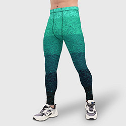 Тайтсы мужские Бирюзовый градиент полосами, цвет: 3D-принт — фото 2