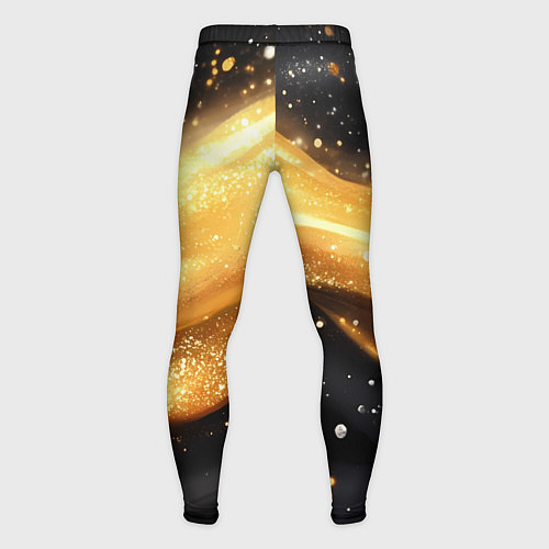 Мужские тайтсы Золотистая волна на черном фоне / 3D-принт – фото 2