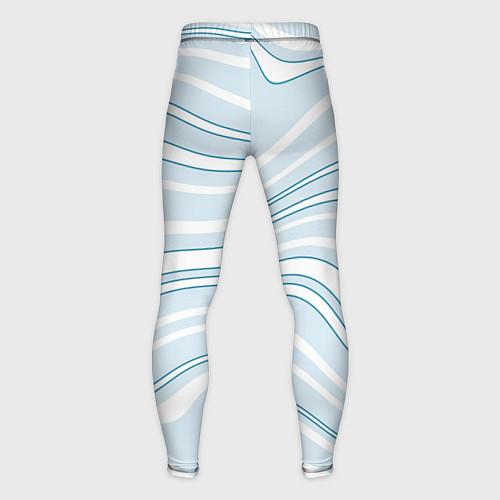 Мужские тайтсы Светлый бело-голубой волнистые полосы / 3D-принт – фото 2