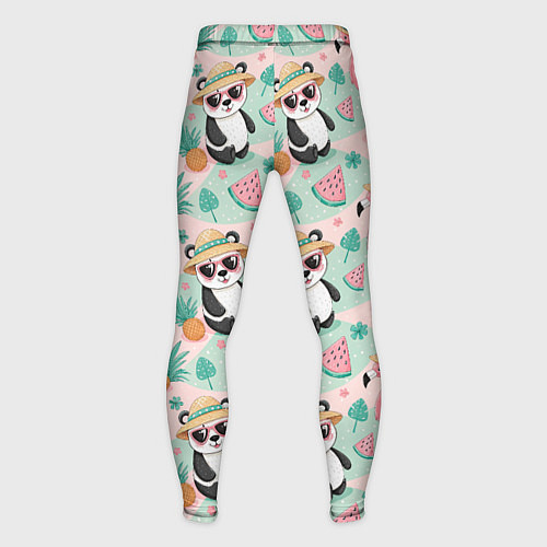 Мужские тайтсы Панда фламинго лето ананас / 3D-принт – фото 2