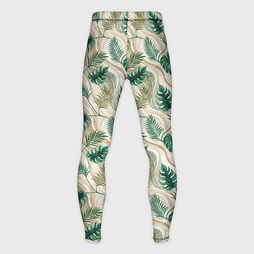 Мужские тайтсы Листья монстеры на мраморном фоне / 3D-принт – фото 2