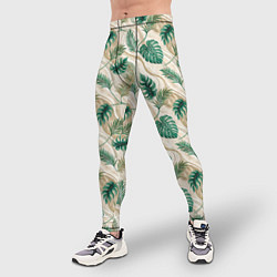 Тайтсы мужские Листья монстеры на мраморном фоне, цвет: 3D-принт — фото 2