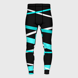 Мужские тайтсы Чёрный с бело-голубыми полосами