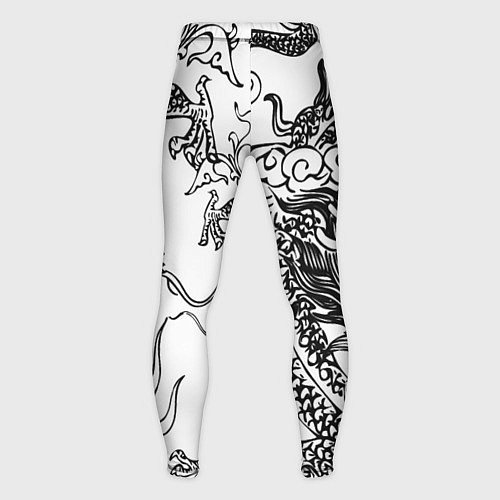 Мужские тайтсы Татуировка дракона на белом / 3D-принт – фото 2