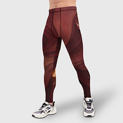Тайтсы мужские Темно-бордовый волнистый узор, цвет: 3D-принт — фото 2