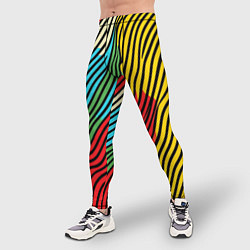 Тайтсы мужские Абстрактные цветные линии, цвет: 3D-принт — фото 2