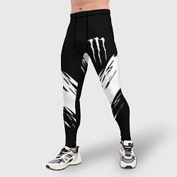 Тайтсы мужские Monster energy белые полосы, цвет: 3D-принт — фото 2