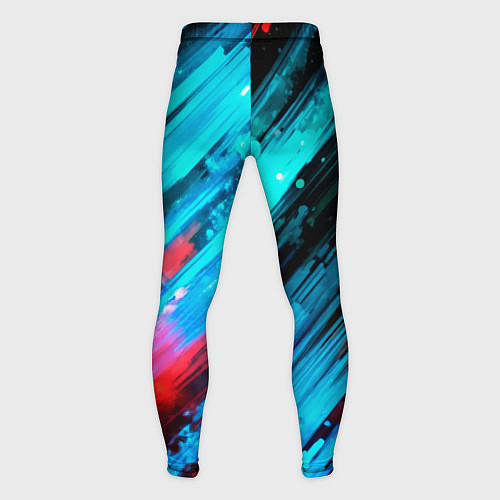 Мужские тайтсы Синяя и красная краска на черном / 3D-принт – фото 2