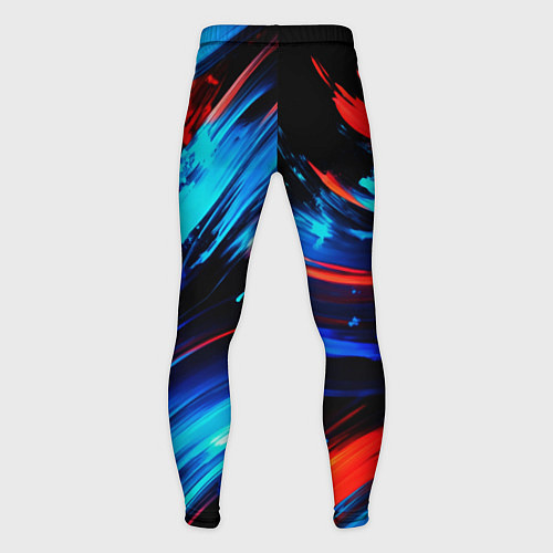 Мужские тайтсы Синие и красные мазки краски на черном / 3D-принт – фото 2
