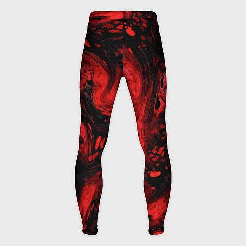 Мужские тайтсы Красно-черные разводы краски - абстрактный узор / 3D-принт – фото 2