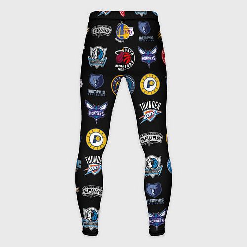 Мужские тайтсы Команды НБА на черном фоне / 3D-принт – фото 2