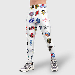 Тайтсы мужские Команды НХЛ на белом фоне, цвет: 3D-принт — фото 2