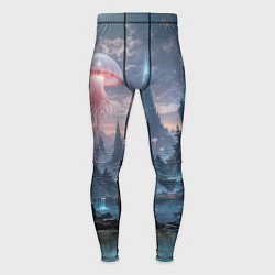 Мужские тайтсы Фантастический мир с медузами и озеро у гор