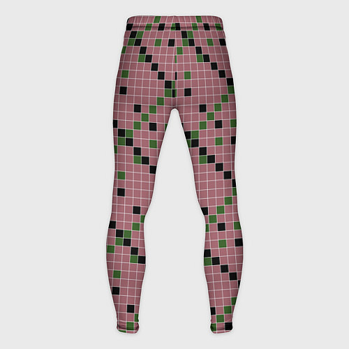 Мужские тайтсы Коричневая с черным и зеленым плитка / 3D-принт – фото 2