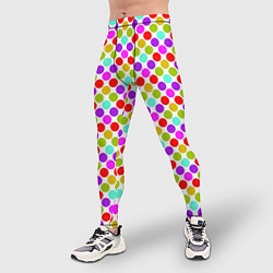 Тайтсы мужские Разноцветный горох на белом, цвет: 3D-принт — фото 2