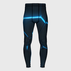 Тайтсы мужские Черные плиты с синим светом, цвет: 3D-принт