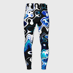 Мужские тайтсы Абстракция разлитые краски чёрно-сине-белый