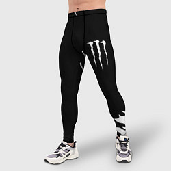 Тайтсы мужские Monster energy fire white, цвет: 3D-принт — фото 2