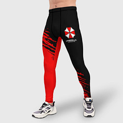Тайтсы мужские Umbrella Corp - red and black, цвет: 3D-принт — фото 2