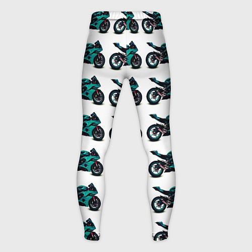 Мужские тайтсы Motorbike light blue / 3D-принт – фото 2