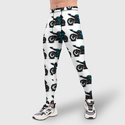 Тайтсы мужские Motorbike blue, цвет: 3D-принт — фото 2