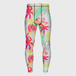 Тайтсы мужские Palm yellow pink, цвет: 3D-принт