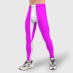 Тайтсы мужские Color white pink line, цвет: 3D-принт — фото 2