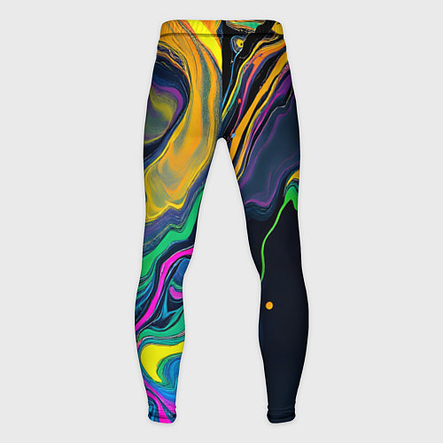 Мужские тайтсы Разводы и переливы разноцветной краски / 3D-принт – фото 2