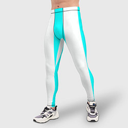 Тайтсы мужские Color light blue white lines, цвет: 3D-принт — фото 2
