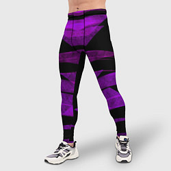 Тайтсы мужские Color purple black strip, цвет: 3D-принт — фото 2