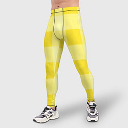Тайтсы мужские Солнечный желтый тартан, цвет: 3D-принт — фото 2