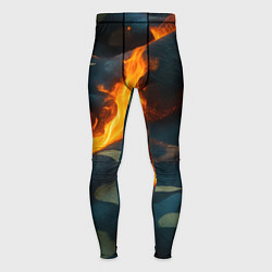 Тайтсы мужские Огонь на камуфляжной ткани, цвет: 3D-принт