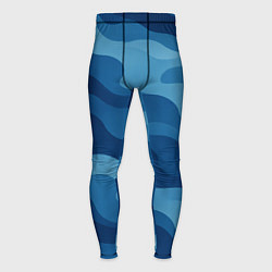 Мужские тайтсы Синие волнистые линии в виде камуфляжа