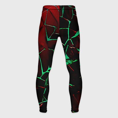 Мужские тайтсы Битые плиты тёмно-красный с зелёным / 3D-принт – фото 2