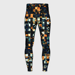 Мужские тайтсы Тёмный синий с оранжевым кубики абстракция