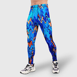 Тайтсы мужские Сине-голубой стекающая абстракция, цвет: 3D-принт — фото 2