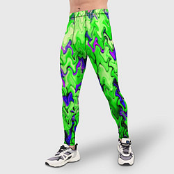 Тайтсы мужские Ярко-зелёный стекающая абстаркция, цвет: 3D-принт — фото 2