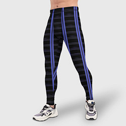 Тайтсы мужские Color black cage purple stripes, цвет: 3D-принт — фото 2