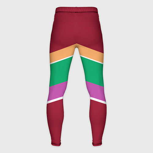 Мужские тайтсы Тёмный красный с полосами / 3D-принт – фото 2