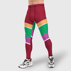 Тайтсы мужские Тёмный красный с полосами, цвет: 3D-принт — фото 2