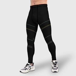 Тайтсы мужские Изысканный чёрный с тонкими линиями, цвет: 3D-принт — фото 2