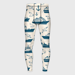 Тайтсы мужские Морской паттерн из чаек, якорей и кораблей, цвет: 3D-принт