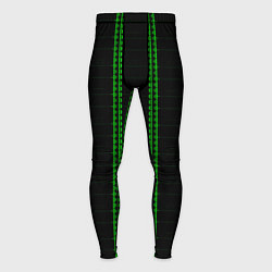 Тайтсы мужские Color black cage green stripes, цвет: 3D-принт