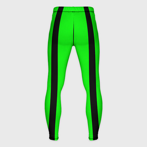 Мужские тайтсы Color black and green stripes / 3D-принт – фото 2