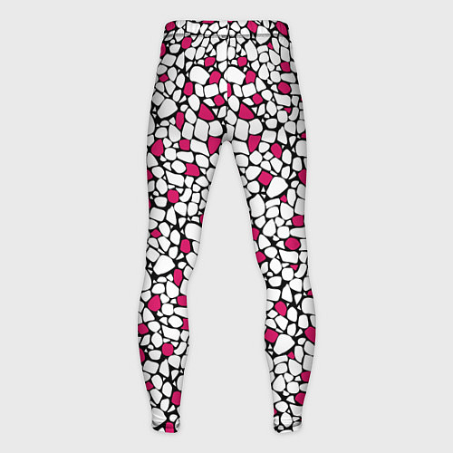 Мужские тайтсы Мелкий красно белый мозаичный узор на черном / 3D-принт – фото 2
