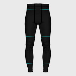 Тайтсы мужские Color black blue stripes, цвет: 3D-принт
