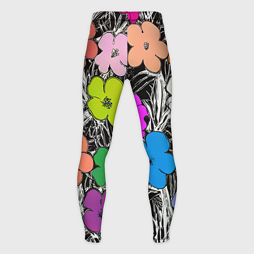 Мужские тайтсы Уорхол цветы флуоресцент поп-арт / 3D-принт – фото 2